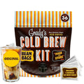 GRADY’S COLD BREW New Orleans Style 100% Arabica Ground Coffee &amp Chicory Pouches All-in-One Cold Brew Kit with 12 Easy-to-Brew Beans Bags Makes 36 drinks