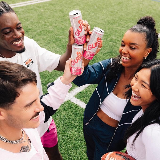 GURU ZERO SUGAR Wild Ruby Red Organic Energy Drinks Clean Energy Drink with Plant Based Natural Caffeine from Green Tea Coconut Water Prebiotic Zero Added sugars Gluten Free and Vegan Pre Workou