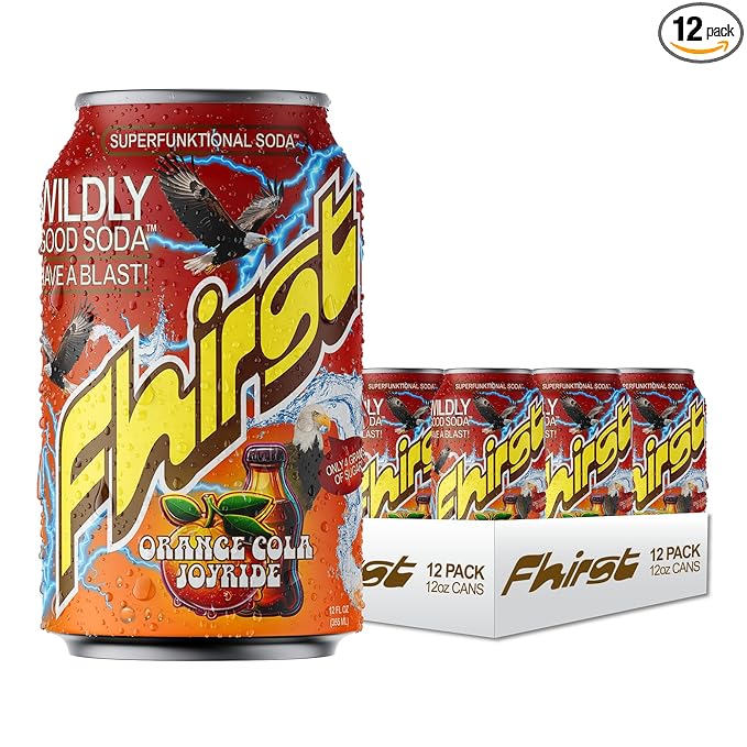 Fhirst Probiotic &amp Prebiotic Orange Cola Joyride Gluten Free &amp Low Sugar Sparkling Drink with Electrolytes &amp Botanicals Gut &amp Brain Health Support Vegan &amp Non GMO 12 FL OZ Cans