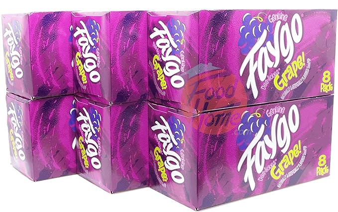 Faygo Grape! flavored soda pop. 8-pack 12-fl. oz. cans in box (6)