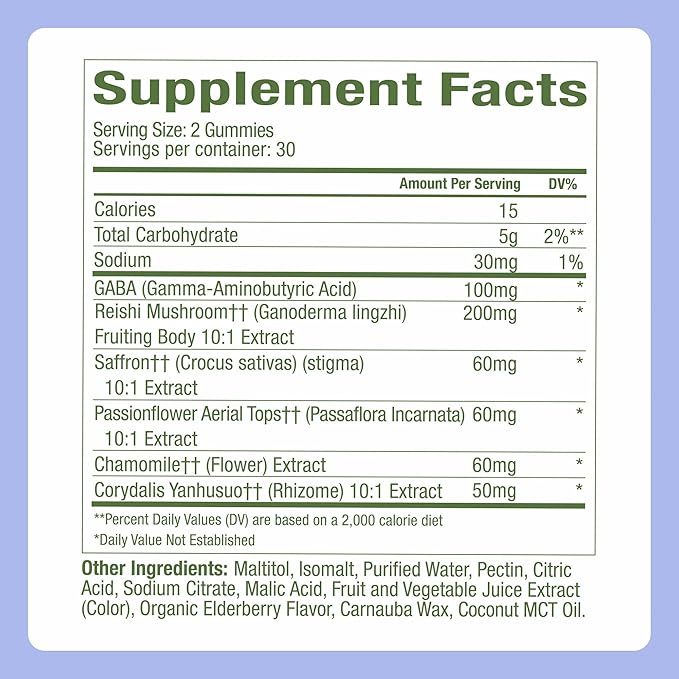 Plant People WonderSleep Mushroom Gummies Supplement for Sleep No Melatonin with Reishi Super Mushrooms Wild Elderberry Flavor Sugar-Free (60 Count)
