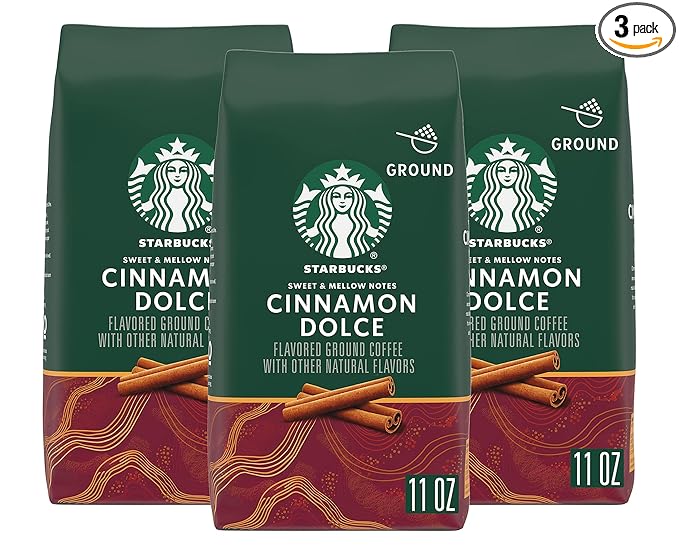 Starbucks Cinnamon Dolce Flavored Ground Coffee Blonde Roast Made With Arabica Beans 11-Ounce Bag (Pack of 3)