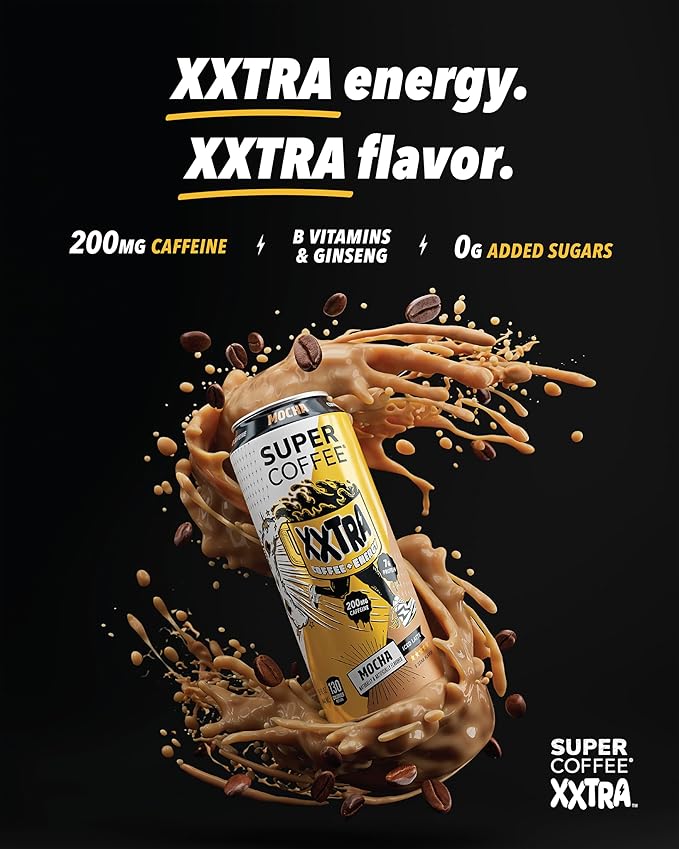 Super Coffee XXTRA Keto Protein Coffee (0g Added Sugar 7g Protein 130 Calories) [Caramel] 15 Fl Oz 12 Pack | Iced Smart Coffee Drinks - SoyFree GlutenFree