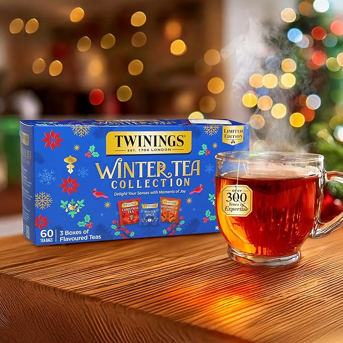 Twinings Winter Tea Collection Limited Edition Holiday Gift Box 20 Count (Pack of 3) Includes Christmas Tea Winter Spice and Gingerbread Joy Enjoy Hot or Iced 60 Teabags