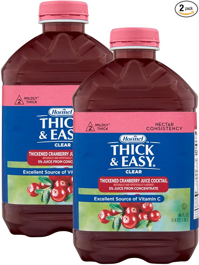 Thick &amp Easy Clear Thickened Cranberry Juice Cocktail Flavored Drink Nectar Consistency 46 fl oz (Pack of 2)