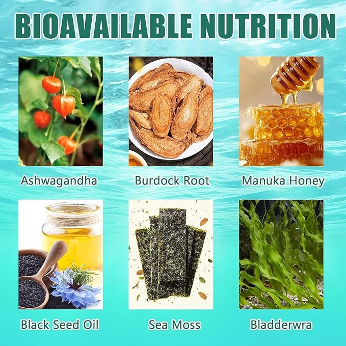Sea Moss Gummies 16-in-1 with Bladderwrack &amp Burdock Root - Organic Irish Sea Moss Supplement for Immune Support Digestion Energy - Vegan Non-GMO 30 Chewable Gummies