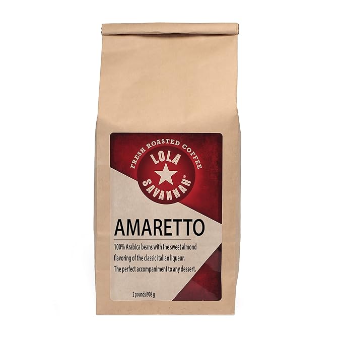 Lola Savannah Amaretto Ground Coffee - Roasted Arabica Beans Brings Traditional Italian Flavors to Your Cup | Caffeinated | 2lb Bag
