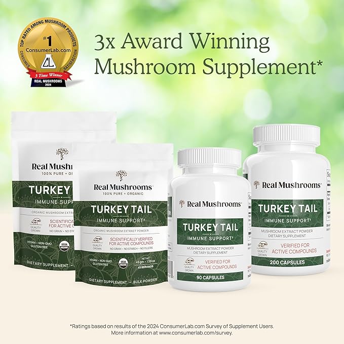 Real Mushrooms Turkey Tail Capsules – Organic Mushroom Extract for Wellness &amp Daily Rhythm – Vegan Non-GMO No Fillers Turkey Tail Extract – 90 Count Mushroom Supplement (Pack of 2)