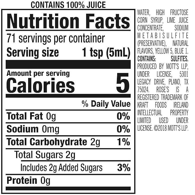 Rose's Sweetened Lime Juice 12 fl oz bottle (Pack of 6) Made with Real Lime Juice Mixer to Add to Cocktails and Non-Alchoholic Drinks Trusted by Bartenders