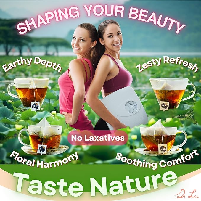 Dr. Lu’s Happy Slim Herbal Tea | 100% Natural Tea for Digestive Comfort &amp Body Balance | Gentle Colon Cleanse Tea for Daily Detox | 11 Herbs incl. Hawthorn Lotus Leaf Burdock Dandelion | Laxati