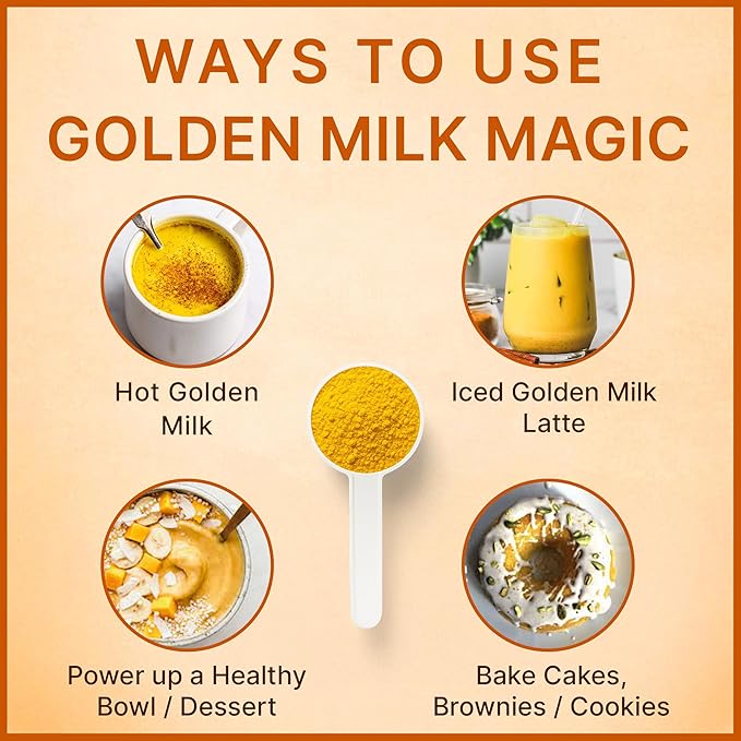 Golden Milk Magic – Adaptogenic Mushroom Golden Milk for Deep Sleep &amp Relaxation – Turmeric &amp Ashwagandha Blend for Calm Nights – Caffeine-Free Multi-Purpose Wellness Drink – 30 Servings