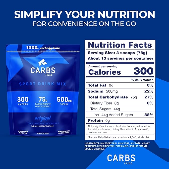 Original 1000g Sport Drink Powder - Pack of 2 | 75g Carbs 300 Calories 500mg Sodium Per Serving | No Preservatives High Carb Hydration Powder Mix | Light &amp Refreshing Flavor