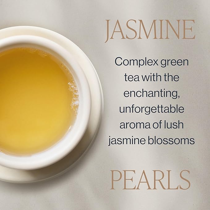 Rishi Tea Jasmine Pearls Green Tea - Caffeinated Loose Leaf Hand-Rolled with Floral Aroma &amp Taste - 4 Ounces 10+ Servings