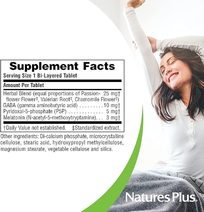 Natures Plus Rapid &amp Sustained Release - 3 mg Melatonin 60 Bi-Layered Tablets - with Chamomile - Vegetarian Gluten-Free - 60 Servings