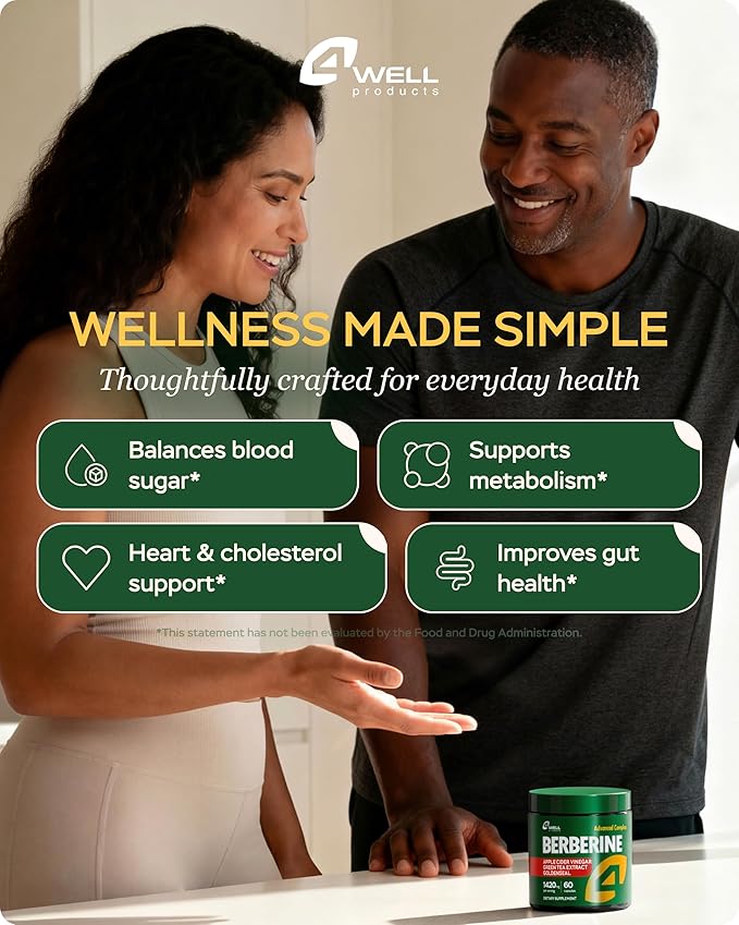 2-Pack Berberine Supplement - Triple Strength GLP-1 Activator w/Goldenseal Apple Cider Vinegar Green Tea Extract - Goldenseal Supplements Digestive Health Support Heart Immune System 120 Caps