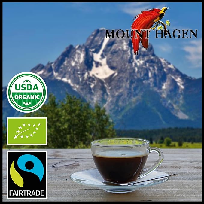 Mount Hagen 7.05oz Organic Freeze Dried Instant Decaf Coffee | Made From Organic Medium Roast Arabica Beans | Fair-Trade Eco-friendly Instant Decaffeinated Coffee in Resealable Pouch Bag [7.05oz]