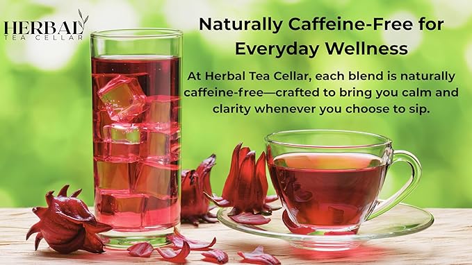 Herbal Tea Cellar Hibiscus Berry Delight – Premium Full-Leaf Organic Hibiscus &amp Blueberry Herbal Tea | Bright Fruity &amp Rich in Antioxidants | Caffeine-Free Refreshing Hydration Tea Hot or Ic