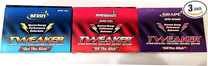 Tweaker Energy - Variety Pack - Grape Berry Pomegranate - 36 Pack