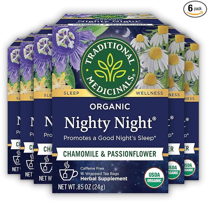 Traditional Medicinals Tea Organic Nighty Night Relax &amp Get a Good Night's Sleep Includes Spearmint 96 Tea Bags (6 Pack)