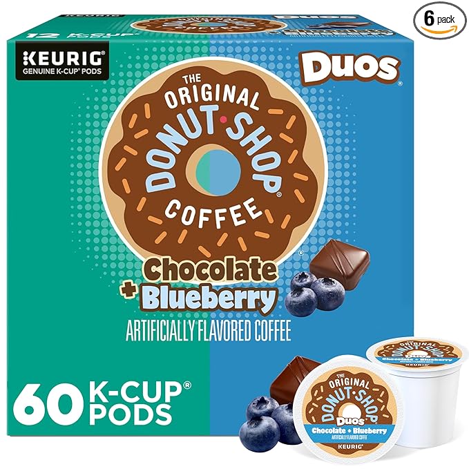 The Original Donut Shop Duos Chocolate Blueberry Coffee Keurig Single-Serve K-Cup Pods 60 Count (6 Packs of 10)