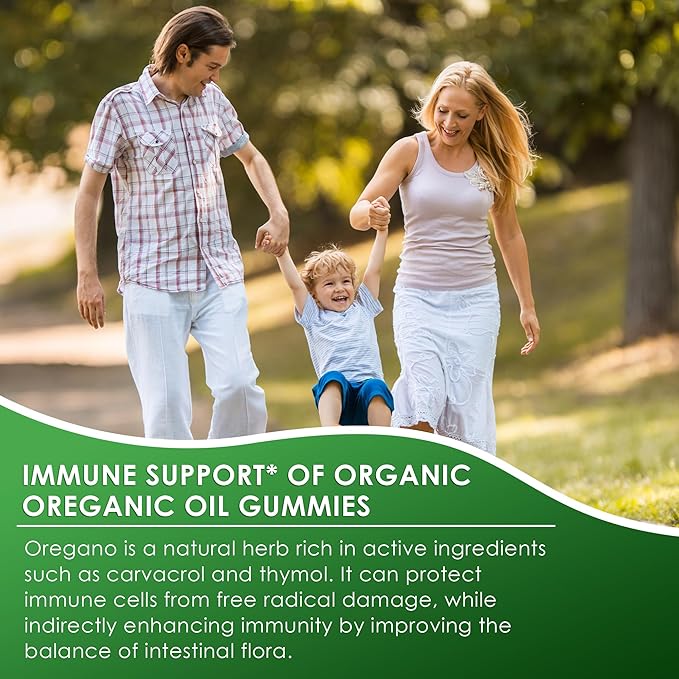 Oregano Oil with Black Seed Oil Organic Gummies for Kids and Adults | 6-in-1 Oregano Oil Supplement | Carvacrol + Thymoquinone | Immune Support with Garlic Elderberry | Sugar-Free 90 Chewable