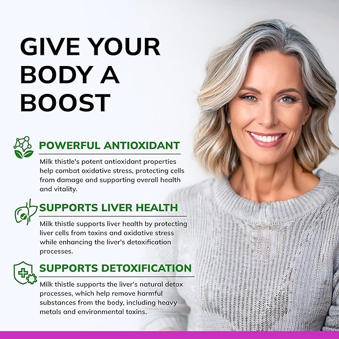 aSquared Nutrition Milk Thistle Supplement 1000mg-200 CapsulesMax Strength 4X Concentrated Extract 4:1 Milk Thistle Seed Powder Herb Pills 1000 mg Silymarin Extract for Liver Support Cleanse Detox