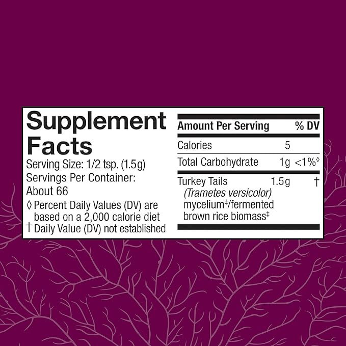 Host Defense Turkey Tail Mushroom Powder - Digestive Health &amp Immune Response Support Supplement - Mushroom Supplement for Gastrointestinal &amp Gut Microbiome Support - 3.5 oz (66 Servings)*