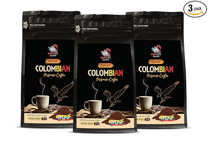 colombian coffee bulk - COLOMBIAN GROUND COFFEE ORGANIC medium roast 100% pure arabica acidity medium fair trade - 100% arabica ground coffee 3 Bags (36 Oz)