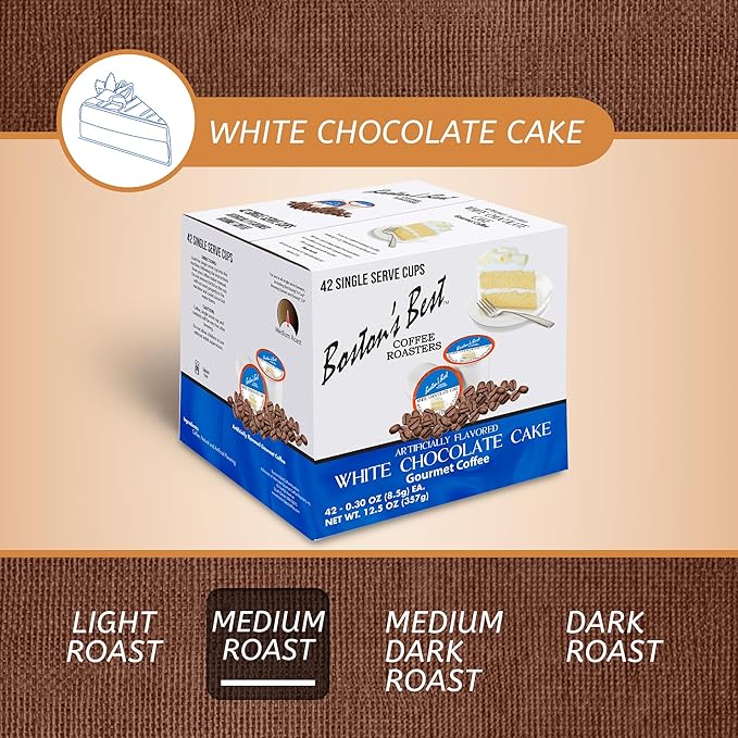 Boston’s Best - White Chocolate Cake Flavored Delicious Gourmet Coffee Compatible with Keurig Coffee Maker 1 Count (42 Single Serve Medium Roast Cups)