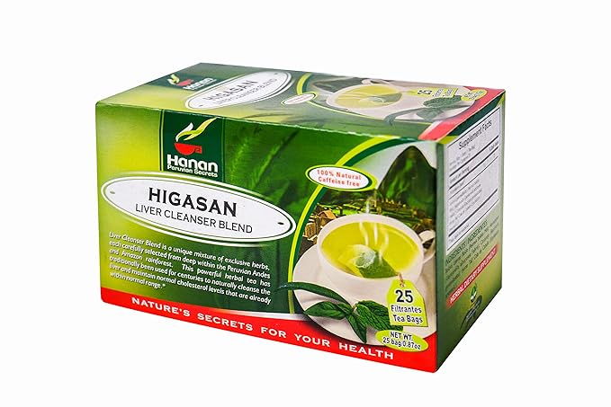 Hanan Peruvian Secrets Higasan Herbal Tea | 100% Natural Liver Cleanser | 25 Tea Bags | Naturally Aids in Cleansing the Liver and Maintaining Healthy Cholesterol Levels (12 Pack)