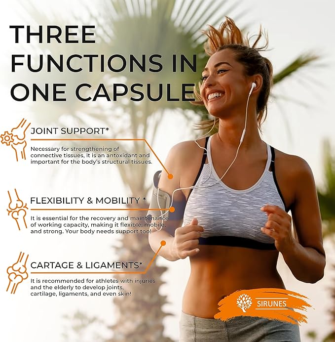 SIRUNES Chicken Collagen Capsules - Type II Collagen Nutritional Supplement for Joint Skin &amp Bone Support - Non-GMO Anti-Aging Dietary Supplements with Hydrolyzed Collagen Peptides - 120 Capsule