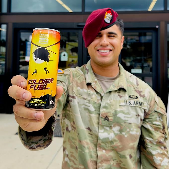 Soldier Fuel performance energy drink | Caffeine + Extra B Vitamins + Taurine + G-Tone + Inositol | Sugar Free | 12oz (pack of 12)