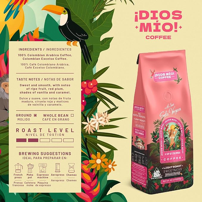 Dios Mio Coffee by Sofia Vergara Light Roast Ground Premium Colombian Coffee 42 Ounce Bag
