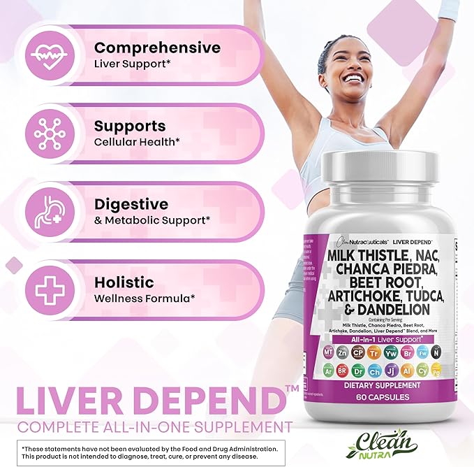 Clean Nutraceuticals Milk Thistle NAC Chanca Piedra Beet Root Artichoke Astragalus Dandelion Root - Liver Cleanse Supplement Plus TUDCA Choline &amp Ginger - 2Pack