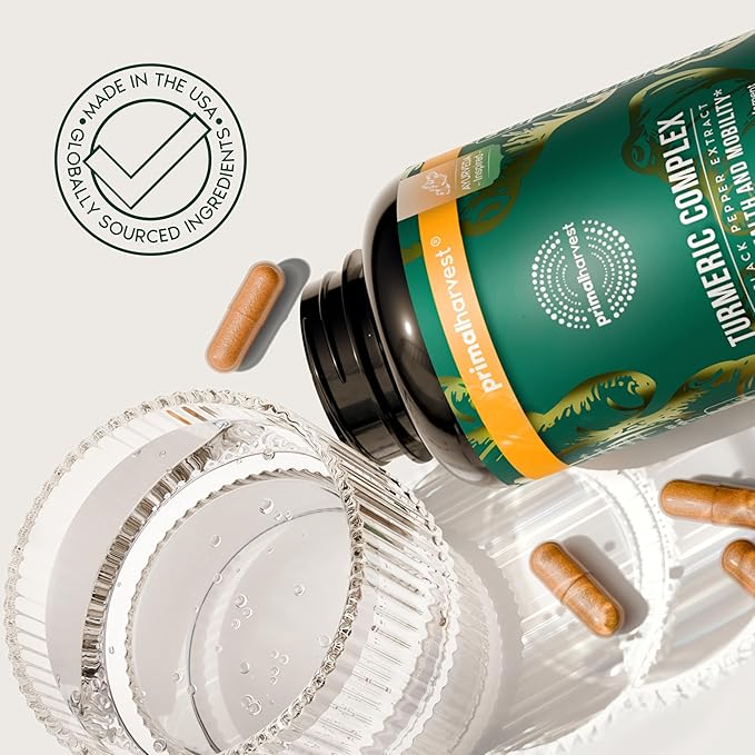 Primal Harvest 2 Pack Primal Turmeric Complex w/Black Pepper Extract Joint and Mobility Support Supplement for Women &amp Men 120 Capsules