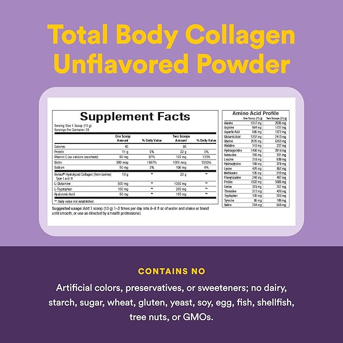 Natural Factors Total Body Collagen - Bioactive Collagen Supplement for Hair &amp Nail Growth Support - Healthy Skin Supplement with Protein Vitamin C &amp More - Unflavored 500 g (38 Servings)