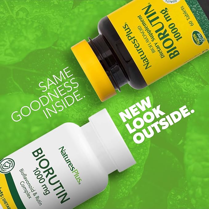 NaturesPlus Biorutin 1000 mg - 60 Tablets - Bioflavonoid &amp Rutin Complex - Vegetarian Gluten Free - 60 Servings