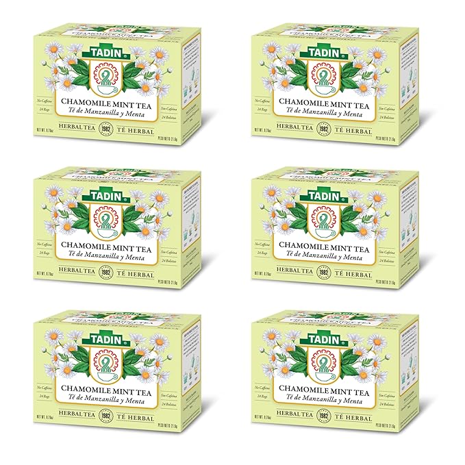 Tadin Chamomile &amp Mint Tea Herbal Tea Caffeine Free Tea Tea Bags Individually Wrapped 24 Tea Bags Per Box Pack of 6