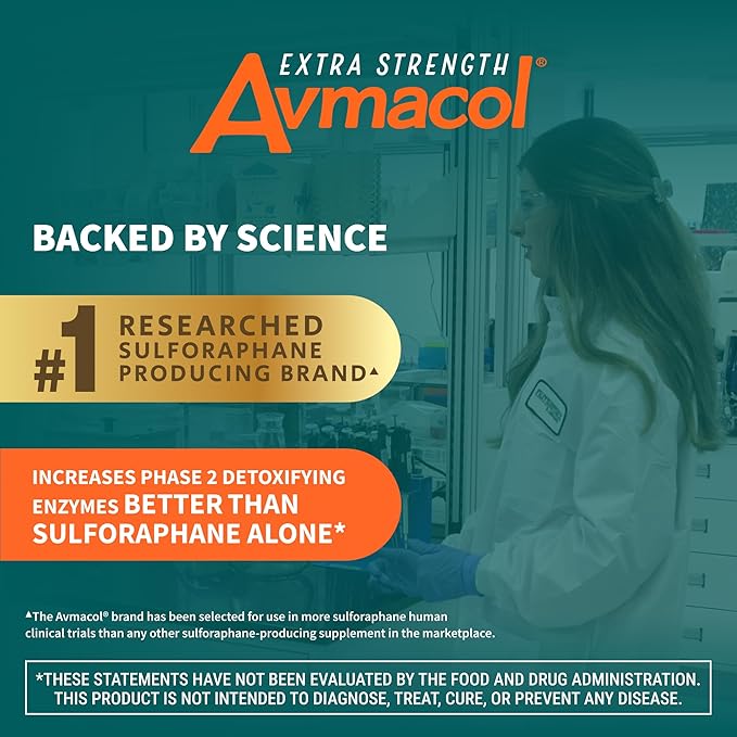 Nutramax Laboratories Avmacol Extra Strength #1 Researched Sulforaphane-Producing Brand for Detoxification with Glucoraphanin and Active Myrosinase Immune Health Adults &amp Children 30 Tablets