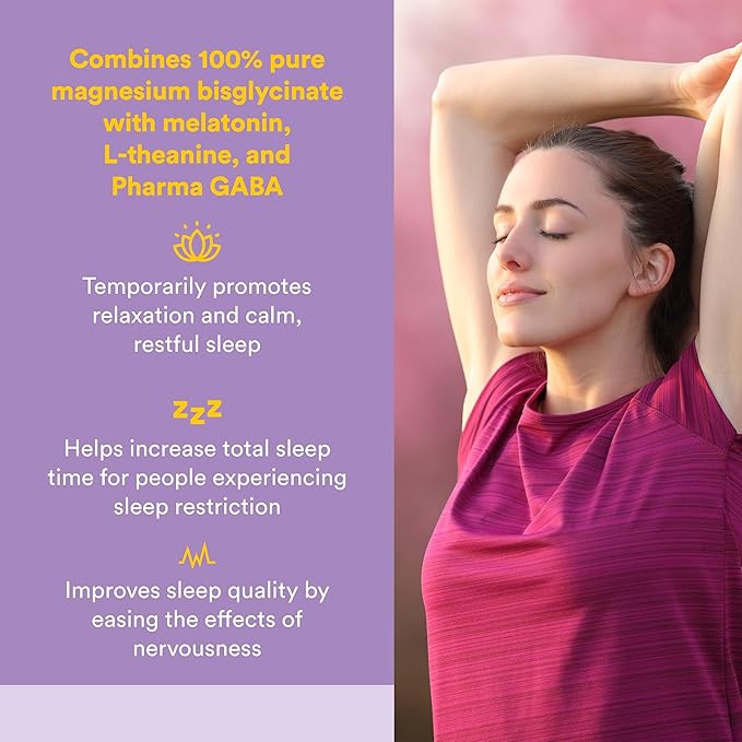 Natural Factors Stress-Relax Nighttime Magnesium Bisglycinate - Supports Sleep &amp Relaxation* - with Melatonin L-Theanine &amp GABA - Tropical Flavor - 4.23 oz
