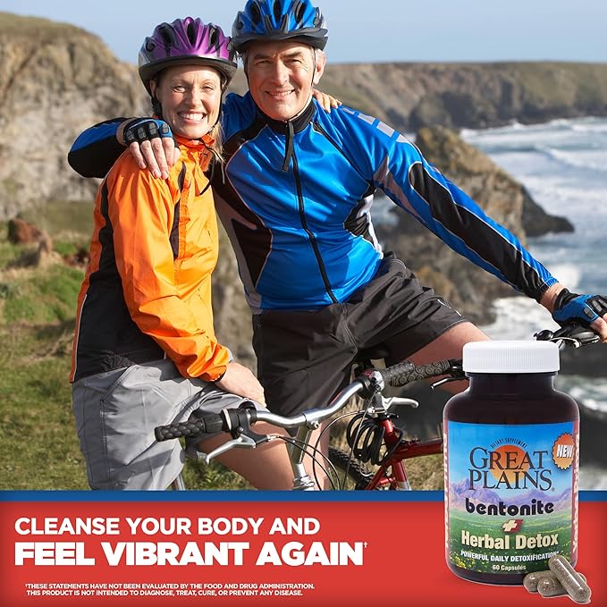 Yerba Prima Bentonite Clay Plus Herbal Detox 60 Veggie Capsules (Pack of 2) - Use Long Term or as Rapid Detox Premium Quality Ingredients Powerful Daily Detoxification Great Plains Bentonite