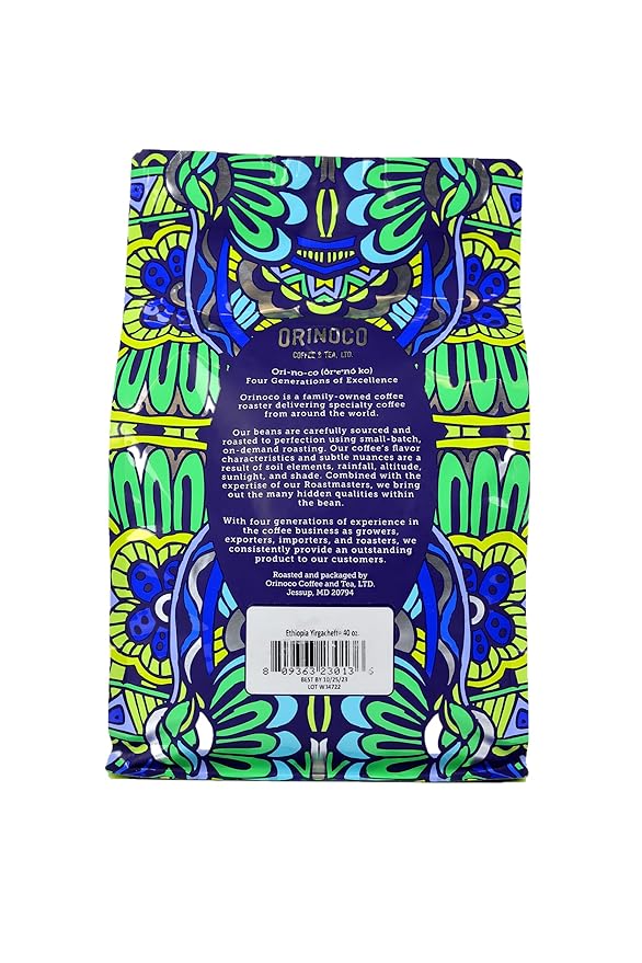 Orinoco Ethiopian Yirgacheffe 2.5lb bag Medium Roast Whole Bean Coffee 100% Arabica beans