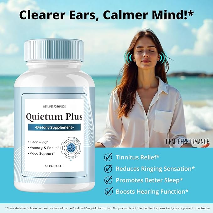 Quietum Plus Tinnitus Relief for Ringing Ears Official Quietum Plus Tinnitus Relief Original Supplement Pills Ring Clear Advanced Formula for Healthy Ear QuietumPlus Reviews (2 Pack)