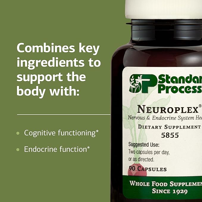 Standard Process Neuroplex - Supports Nervous &amp Endocrine System Function - Brain Health Support with Vitamin B6 Iron Zinc &amp More - Brain Supplement for Men &amp Women - 360 Tablets