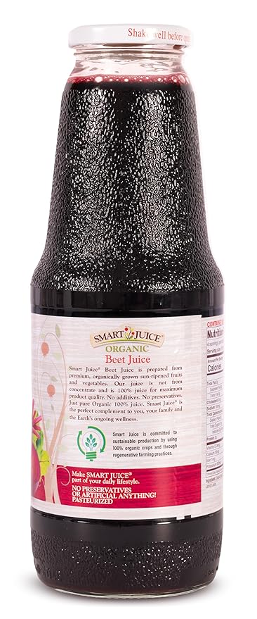 Smart Juice Organic Beet Juice - 33.8 fl oz (1L) - (Pack of 6) 100% Juice Not From Concentrate