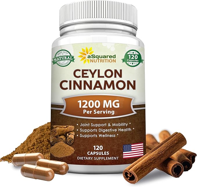 Natural Ceylon Cinnamon 1200mg - 120 Capsules True Cinnamon from Sri Lanka Extract Supplement Pills Promotes Heart Health