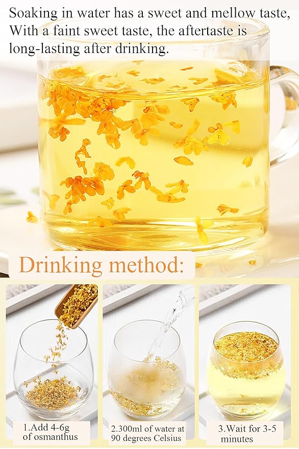 Osmanthus Fragrans 3.53oz/100g Dried Osmanthus Flower Herbal Tea Osmanthus AAA Grade Pairs Well with Desserts and Soups 桂花 干桂花 桂花茶