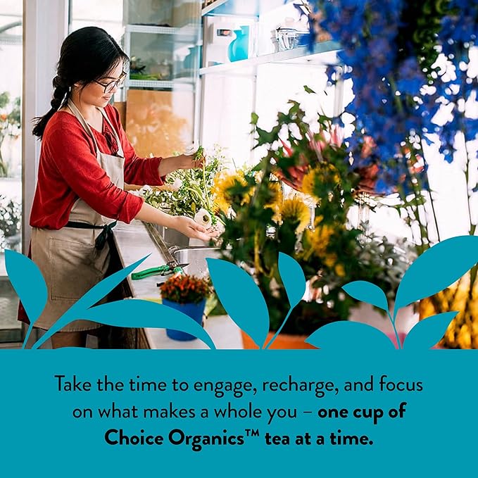 Choice Organic White Elderflower &amp Green Tea Caffeinated 16 Bags (Pack Of 6)