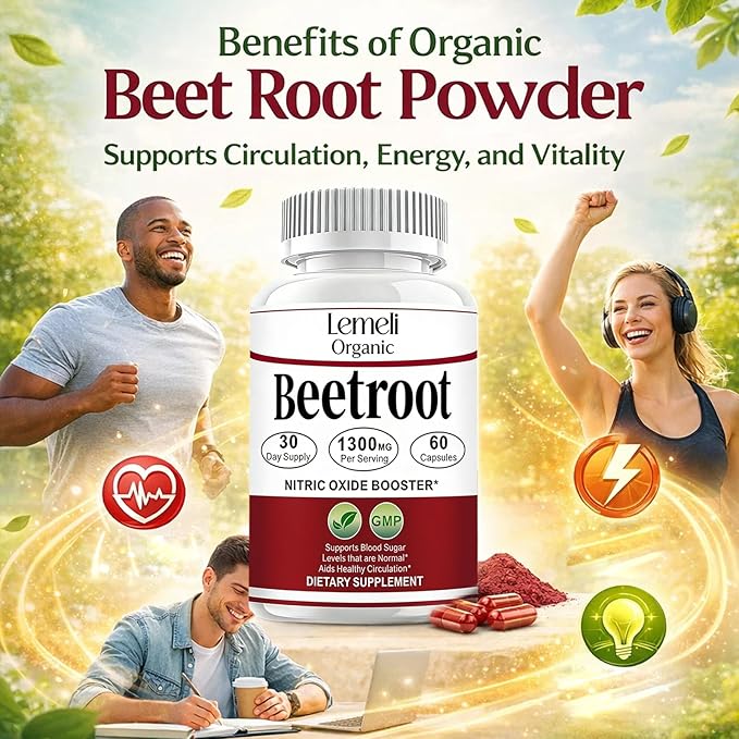 Beetroot Beet Root Capsules Organic Beet Root Powder 1300mg Beet Root Powder 60 Capsules 30-Day Supply (60 Count (Pack of 1))
