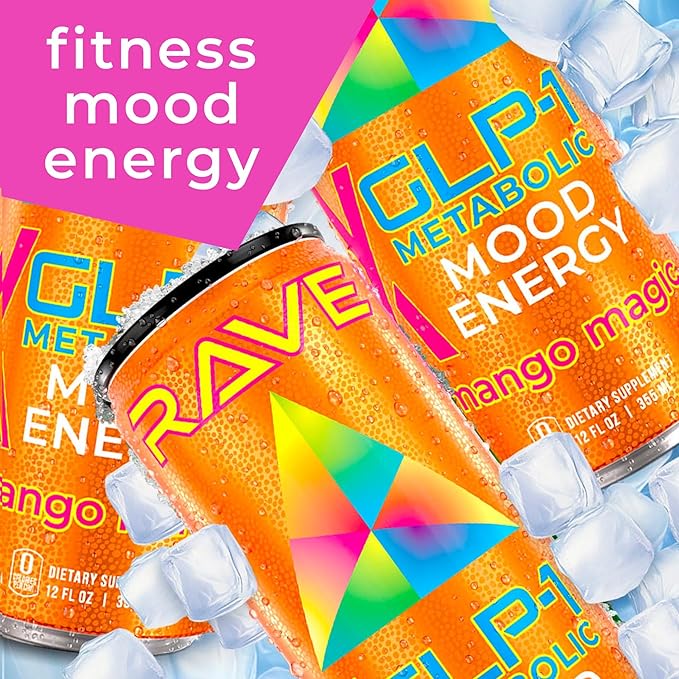 RAVE GLP-1 Metabolic Energy Drink Boosts GLP-1 Naturally. Suppress Appetite – Curb Cravings – Balance Blood Sugar &amp More. With Lemon Flavonoids Berberine Functional Mushrooms Nootropics &amp B